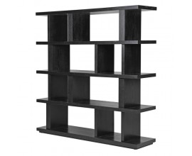 Moderná štýlová obdĺžniková knižnica Ashy v čiernej farbe s ôsmimi vnútornými a ôsmimi vonkajšími poličkami
