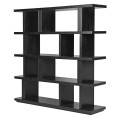 Moderná štýlová obdĺžniková knižnica Ashy v čiernej farbe s ôsmimi vnútornými a ôsmimi vonkajšími poličkami