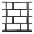Moderný obdĺžnikový regál Ashy v čiernej farbe s ôsmimi asymetricky predelenými poličkami 166 cm
