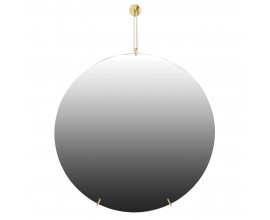 Štýlové moderné nástenné zrkadlo Aner v glamour štýle v okrúhlom tvare bez rámu so zlatými detailmi