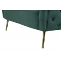 Art deco dvojmiestna obdĺžniková čalúnená smaragdová sedačka Zeran so zamatovým poťahom a zlatými kovovými nožičkami 127 cm