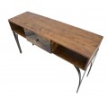 Moderný industriálny konzolový stolík Selvaggio s dvomi policami a zásuvkou z hnedého akáciového dreva 130 cm