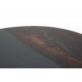 Dizajnový industriálny okrúhly konferenčný stolík Selvaggio s masívnou vrchnou doskou z akácie v tmavej hnedej farbe 50 cm