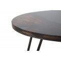 Dizajnový industriálny okrúhly konferenčný stolík Selvaggio s masívnou vrchnou doskou z akácie v tmavej hnedej farbe 50 cm