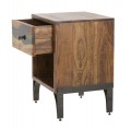 Dizajnov&yacute; mas&iacute;vny nočn&yacute; stol&iacute;k Selvaggio v pr&iacute;rodnej tmavej hnedej farbe so z&aacute;suvkou a policou 60 cm