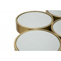 Dizajnový glamour zlatý konzolový stolík Specchio so zrkadlovou vrchnou doskou zloženou z kruhov 100 cm