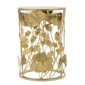 Dizajnová glamour sada príručných okrúhlych stolíkov Natura Elegante so zrkadlovou doskou a zlatou florálnou konštrukciou 55 cm