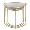 Dizajnová glamour geometrická sada príručných stolíkov Geometrica so sklenenou doskou a zlatým kovovým rámom 50 cm