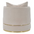 Dizajnové kreslo Prestige v glamour štýle okrúhleho tvaru v béžovej farbe s dvoma vankúšmi 84 cm