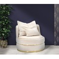 Dizajnové kreslo Prestige v glamour štýle okrúhleho tvaru v béžovej farbe s dvoma vankúšmi 84 cm