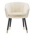 Dizajnová glamour jedálenská stolička Aurelle s poťahom v béžovej farbe so zlatými detailmi 78 cm