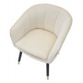 Dizajnová glamour jedálenská stolička Aurelle s poťahom v béžovej farbe so zlatými detailmi 78 cm
