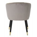 Dizajnová glamour jedálenská stolička Aurelle s poťahom v sivej farbe so zlatým prešívaním 78 cm