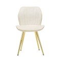 Art deco čalúnená jedálenská stolička Dorena s prešívaným zamatovým krémovým poťahom a zlatými kovovými nožičkami 77 cm
