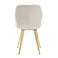 Art deco čalúnená jedálenská stolička Dorena s prešívaným zamatovým krémovým poťahom a zlatými kovovými nožičkami 77 cm
