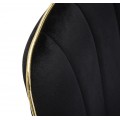Art deco čalúnená zamatová jedálenská stolička Asen s prešívaným čiernym poťahom so zlatým rámom a zlatými nožičkami 79 cm 