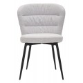 Moderná svetlo sivá jedálenská stolička Magnus s oblým čalúneným operadlom a nožičkami z kovu v čiernej farbe 85 cm