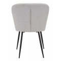 Moderná svetlo sivá jedálenská stolička Magnus s oblým čalúneným operadlom a nožičkami z kovu v čiernej farbe 85 cm