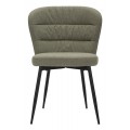 Moderná jedálenská stolička Magnus s olivovo zelenou látkou so mohutným poloblúkovým operadlom z čiernych kovových nôh 85 cm