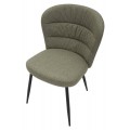Moderná jedálenská stolička Magnus s olivovo zelenou látkou so mohutným poloblúkovým operadlom z čiernych kovových nôh 85 cm