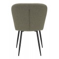 Moderná jedálenská stolička Magnus s olivovo zelenou látkou so mohutným poloblúkovým operadlom z čiernych kovových nôh 85 cm