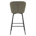 Moderná barová stolička Magnus so zakriveným operadlom a textilným poťahom v olivovo zelenej farbe na čiernych nožičkách 108 cm