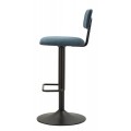Moderná barová stolička Nairo s menčestrovým poťahom v tmavo modrej farbe a výškovo nastaviteľnou kovovou konštrukciou 106 cm