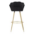 Art deco čierna barová stolička Florencia s tvarovaným operadlom a zlatými kovovými nožičkami 110 cm