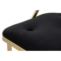 Dizajnová glamour barová stolička Izmir so zlatým kovovým rámom a čiernym zamatovým sedadlom s ozdobným prešívaním 90 cm