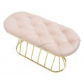 Dizajnová glamour lavica Ziglia so zlatou kovovou podstavou a ružovým čalúneným prešívaným sedadlom 91 cm