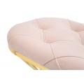 Dizajnová glamour lavica Ziglia so zlatou kovovou podstavou a ružovým čalúneným prešívaným sedadlom 91 cm