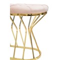 Dizajnová glamour lavica Ziglia so zlatou kovovou podstavou a ružovým čalúneným prešívaným sedadlom 91 cm