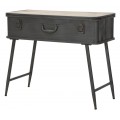 Dizajnový industriálny konzolový stolík Ferriano s úložným priestorom v tmavej sivej farbe z kovu 80 cm