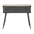 Dizajnový industriálny konzolový stolík Ferriano s úložným priestorom v tmavej sivej farbe z kovu 80 cm