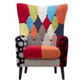 Moderné dizajnové kreslo ušiak Burlone s viacfarebným poťahom s patchworkovým vzorom 73 cm