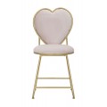 Dizajnová glamour jedálenská stolička Amorattia s ružovým zamatovým poťahom a zlatou konštrukciou s opierkou v tvare srdca 80 cm