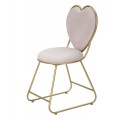 Dizajnová glamour jedálenská stolička Amorattia s ružovým zamatovým poťahom a zlatou konštrukciou s opierkou v tvare srdca 80 cm