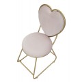 Dizajnová glamour jedálenská stolička Amorattia s ružovým zamatovým poťahom a zlatou konštrukciou s opierkou v tvare srdca 80 cm