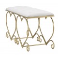 Glamour čalúnená lavica Amorattia s kovovu konštrukciou v zlatej farbe s dizajnom sŕdc a krémovým zamatovým poťahom 105 cm