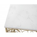 Art deco set štvorcových kovových zlatých príručných stolíkov Lana s doskou s mramorovým bielym dizajnom 70 cm