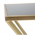 Dizajnový glamour obdĺžnikový príručný stolík Triangolo Oro s geometrickou zlatou nohou a čiernou sklenenou doskou 68 cm