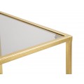 Art deco štvorcový dvojitý príručný stolík Damin s dvomi sklenenými doskami nad sebou s kovovou zlatou konštrukciou 60 cm