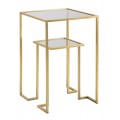 Glamour dvojitý príručný stolík Damin v štvorcovom tvare s dvomi doskami zo skla s konštrukciou z kovu v zlatej farbe