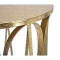 Art deco okrúhly kovový zlatý príručný stolík Lenia s ohýbanými vlnami na valcovej nohe 81 cm 