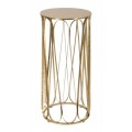 Glamour príručný stolík Lenia s vrchnou doskou s okrúhlym tvarom z kovu so štruktúrovaným vlnovitým vzorom z plochých kovových tyčí