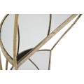 Art deco príručný stolík Celestia s okrúhlou vrchnou doskou zo zrkadlového skla a tromi policami so zlatou konštrukciou  86 cm
