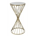 Glamour príručný stolík Elizia s okrúhlou zrkadlovou doskou a špirálovým dizajnom zlatej kovovej konštrukcie