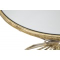 Art deco príručný stolík Elizia so zlatou kovovou konštrukciou a okrúhlou zrkadlovou doskou so špirálovým dizajnom 50 cm