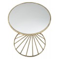 Art deco príručný stolík Elizia so zlatou kovovou konštrukciou a okrúhlou zrkadlovou doskou so špirálovým dizajnom 50 cm