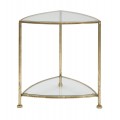 Art deco pr&iacute;ručn&yacute; stol&iacute;k Vesper so zlatou kovovou kon&scaron;trukciou a trojuholn&iacute;kovou sklenenou policou 50 cm